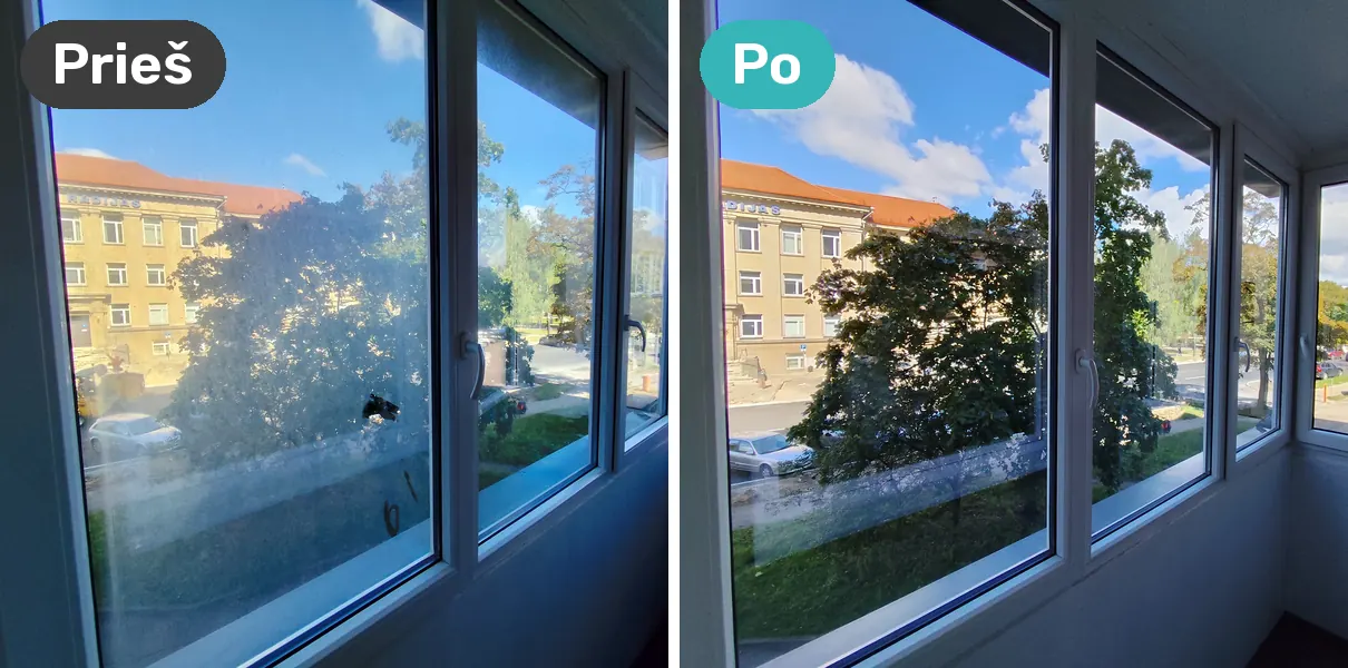 Langų valymas: prieš ir po