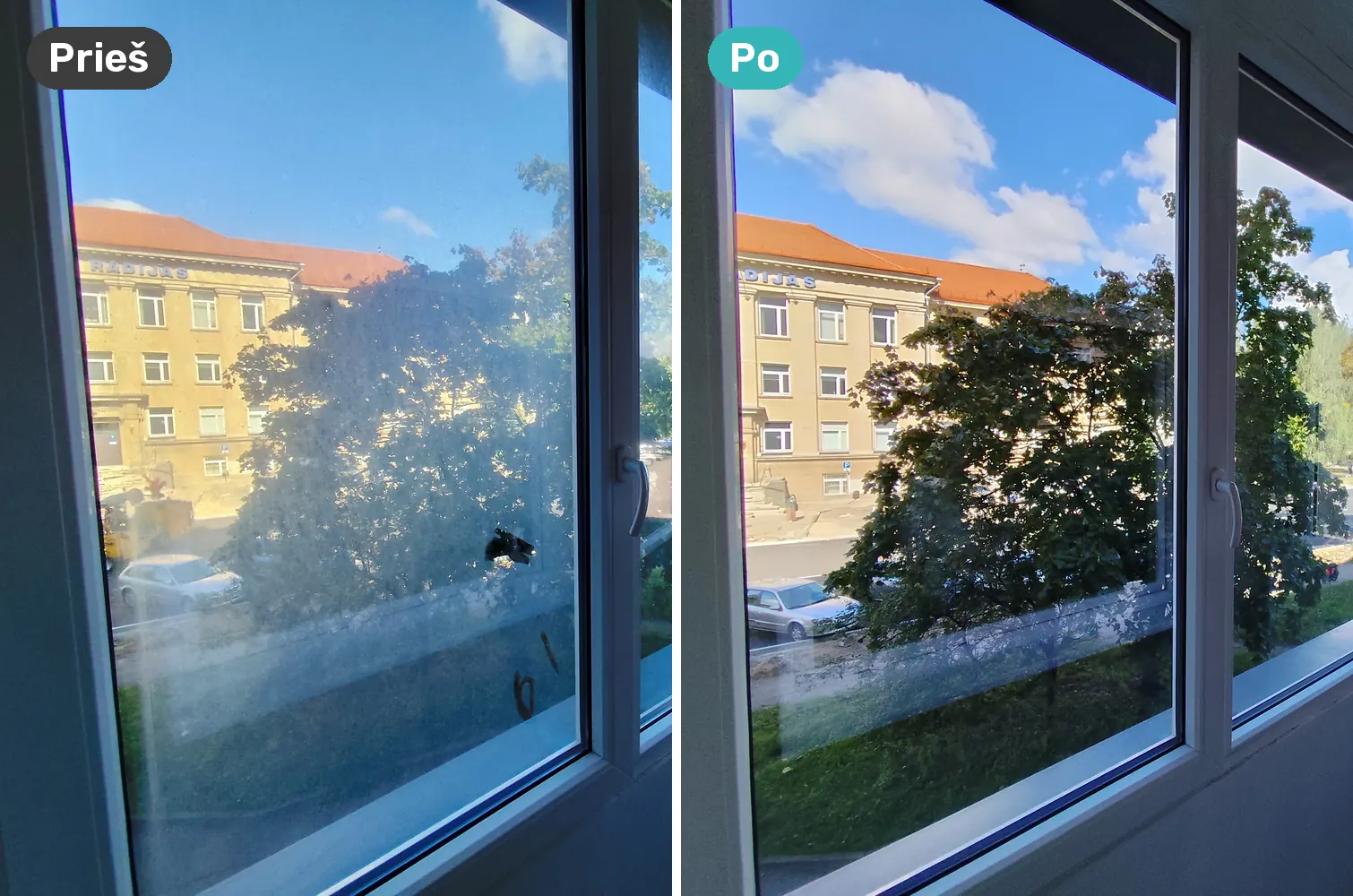 Langai prieš ir po periodinio valymo